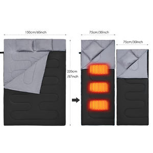 Sac de couchage en <span class=keywords><strong>duvet</strong></span> d'oie de style momie chauffant électrique USB 5V pour le camping en plein air par temps froid, taille plus grande pour deux personnes - Product Image 4