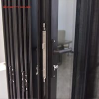 Puerta Plegable de Aluminio con Rotura de Puente Térmico de Alta Calidad, Puerta Doble de Vidrio Templado con Aislamiento Acústico para Apartamento u Hotel