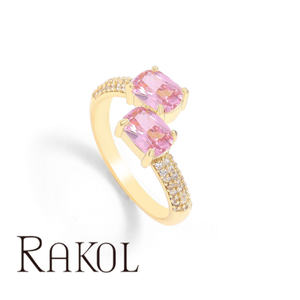 RAKOL RP5446 Anillo de mujer de circón abierto Ajustable exquisito chapado en oro rosa con inserto en miniatura 3A - Product Image 3