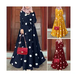 New Design Model Casual Wear Islamic Clothing Polka Dot Abaya in dubai Ladies Party Women Long Dresses Muslim