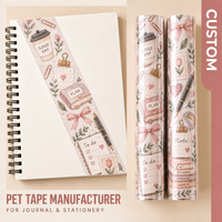 Rouleaux d'autocollants en ruban PET personnalisés, brillants, fournitures de bricolage pour le journaling