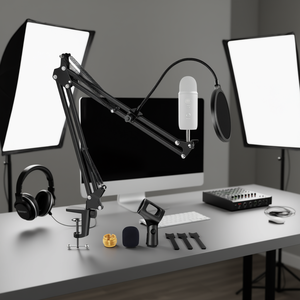 D0100HXMLF6 Ensemble de bras de microphone professionnel avec adaptateur 3/8 5/8, suspension antichoc et bras articulé réglable noir pour équipement audio - Product Image 2