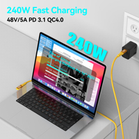 Câble de données USB-C vers USB-C tressé à angle droit 90 degrés USB4 Thunderbolt 4 40 Gbps 240 W PD 8K60Hz 2 m pour charge rapide et transfert de données pour ordinateur portable et SSD