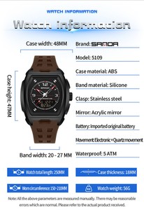 Reloj Deportivo SANDA 5109 para Hombre, Resistente al Agua, con Doble Pantalla, Luminoso, con Alarma de Cuenta Regresiva y Tres Zonas Horarias - Product Image 2
