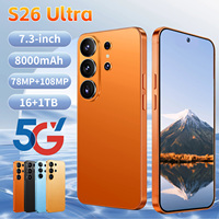 Téléphones mobiles S26 Ultra 5G, grand écran 7,3 pouces, smartphone Android 15, 16 Go + 1 To de stockage, batterie longue durée 8000 mAh