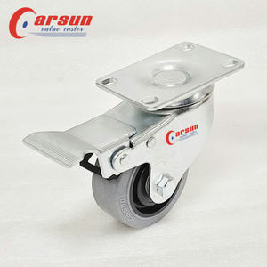 Mittelgroße 3-Zoll Antistatische Leitfähige TPR-Stahlplatten-Lenkrollen mit Bremse, Weiches Rad, Anpassbar, OEM 75mm Kugellager Gewinde - Product Image 4