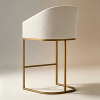 Tabouret de comptoir en acier tubulaire avec coussin en mousse moelleuse, accoudoir incliné, en tissu, pour bars et cafétérias universitaires