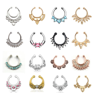 Faux <span class=keywords><strong>piercing</strong></span> de septum pour femme, anneau de nez, <span class=keywords><strong>bijoux</strong></span> de corps tendance, acier inoxydable, faux <span class=keywords><strong>piercing</strong></span>, <span class=keywords><strong>bijoux</strong></span> de nez indien - Product Image 5