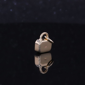 9K Yellow Gold with 5X7mm <b>Emerald</b> cut Lab Grown Gemstone Paraiba Lock Charm <b>Pendant</b> - Product Image 2