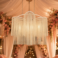 Lustre suspendu en acrylique et perles de cristal Mank pour mariage, décoration de plafond circulaire détachable pour événements de mariage