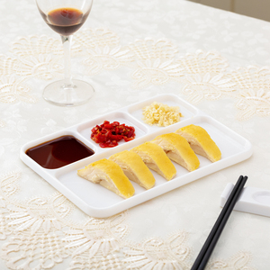 Vente en gros <span class=keywords><strong>plat</strong></span> de restauration <span class=keywords><strong>rapide</strong></span> en mélamine blanc à 4 compartiments pour restaurant divisé - Product Image 4