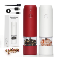 Moulin à sel et poivre automatique rechargeable USB-C en plastique de qualité alimentaire avec lumière LED intégrée, design moderne