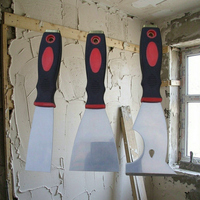 Kit de spatules à plâtre Sanfine, 3 tailles, en acier inoxydable, lame souple, spatule à mastic, grattoir à peinture avec fonction marteau à l'extrémité