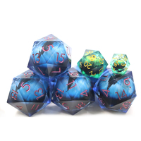 Grand Jumbo D20 RPG Dice 50mm Blue Dragon Eye Inclusion avec bord tranchant et matériau en résine à inclusion liquide unique