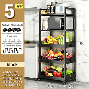 Étagère de rangement de cuisine multifonctionnelle sur pied avec logo personnalisé disponible et roulettes pivotantes - Product Image 5