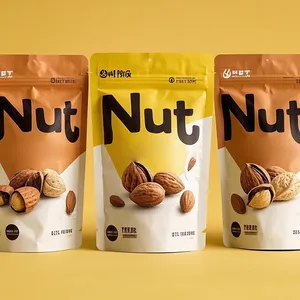 Custom Printed Resealable Plastic Aluminum Foil Zipper Dry Food Snack Nuts Packaging Stand up Pouch for Food Ziplock Mylar Bags