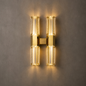 Modern Luxury Crystal <b>Wall</b> <b>Sconce</b> H Shape Gold Frame <b>Wall</b> Lamp For Background <b>Wall</b> Ambient <b>Lighting</b> - Product Image 2