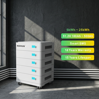 Madsun Stackable LiFePO4 baterai 25kWh 10kWh 5kWh penyimpanan energi rumah hibrid off grid
