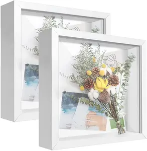 Hochwertige kunden spezifische Großhandel weiße Holz kunst 3D-Schattenrahmen Deep Frame Dried Flower Shadow Box Frame