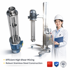 Homogeneizador Mezclador Emulsionador de Alta Cizalla Tipo Elevador Móvil de Acero Inoxidable Grado Alimenticio Precio de Fábrica para Cosméticos, Champú y Crema - Product Image 5