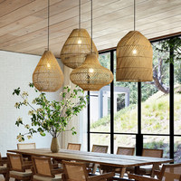 Lustre suspendu en rotin style Wabi-Sabi, design créatif et original, abat-jour tressé artistique pour gîte, éclairage