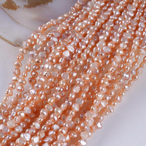 Promotion Zhuji Pearl : Collier en perles d'eau douce baroques 3-4 mm, double face, blanc naturel clair et rose, trou latéral, vente en gros, collier DIY - Product Image 4