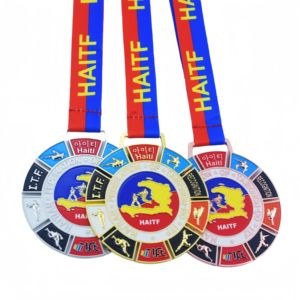 Medaglia per <span class=keywords><strong>il</strong></span> 2° Campionato <span class=keywords><strong>Mondiale</strong></span> Aperto di Taekwondo, Oro Anticato 3D, dalla WTF (Federazione <span class=keywords><strong>Mondiale</strong></span> di Taekwondo) - Product Image 6