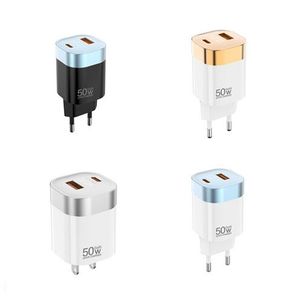อะแดปเตอร์ชาร์จ GaN 50W รองรับทั่วโลก ชาร์จเร็ว USB Type C พร้อมพอร์ต A+C สำหรับโทรศัพท์และแล็ปท็อป - Product Image 1