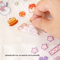 Autocollants décoratifs mignons en PET imperméables, motif dessin animé anime, en bande longue 8x40cm, compatibles AI/PSD/CDR/JPG pour agendas et bullet journals