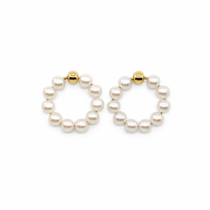 Boucles d'oreilles clous tendance UM Jewelry en argent 925 plaqué or 18 carats avec perles d'eau douce pour homme et femme, idéales pour fiançailles, mariage, fête, anniversaire - Product Image 1