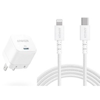 Anker B2149 C to L 20w 2IN1 Charger Chargeur Cargador Cube White Charger USB C Dengan Kabel Pengisian Cepat untuk Ponsel