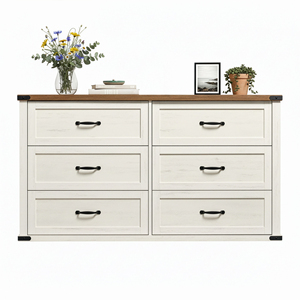 VASAGLE 137 cm Breite Moderne Farmhouse Kommode mit Metallgriffen 6-Schubladen-Schrank für Schlafzimmer - Product Image 1