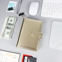 Reliure de caisse A6 de luxe avec reliure budgétaire Flyleaf couverture de reliures en cuir PU doré rechargeable 6 anneaux couverture de cahier à feuilles mobiles
