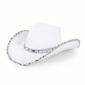 Sombrero de Fiesta Vaquero Occidental para Mujer, de Tela No Tejida, con Borde de Lentejuelas, para Carnaval, Halloween, Viajes y Uso Casual - Product Image 5