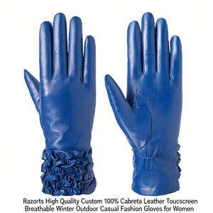 Razorts – Couteaux de haute qualité personnalisés en cuir Cabretta 100 %, compatibles écran tactile, respirants, pour l'hiver, l'extérieur, le sport, décontractés, longueur opéra, mode - Product Image 1