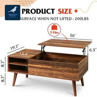 Table basse moderne et contemporaine à hauteur réglable avec compartiment de rangement durable pour le salon, meubles en bois