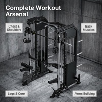 Máquina Multifuncional de Entrenamiento Funcional con Cables Cruzados, Máquina Smith Todo en Uno para el Hogar y Uso Comercial para Entrenamiento de Fuerza de Cuerpo Completo