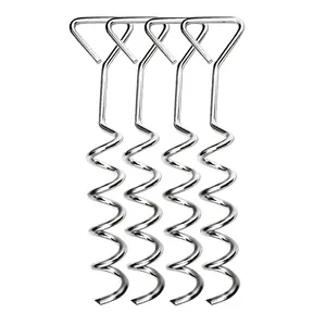 Metal tent spiral nail outdoor camping ground screw anchor twist stakes kit tie down securing backyard trampoline anchors