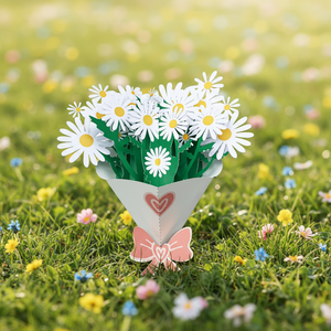 Carte de vœux pop-up 3D personnalisable en forme de bouquet de lys, en papier recyclable, design européen, cadeau de luxe pour les fêtes, bénédiction d'entreprise - Product Image 2