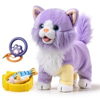 Tumama Chat en peluche robot interactif pour enfants, compagnon de compagnie à poils longs, contrôlé par télécommande, qui marche et chante, pour filles et bébés