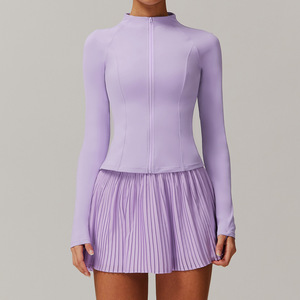 2 piezas al por mayor de manga larga tenis gimnasio Golf Active Wear cremallera chaqueta y faldas gimnasio Fitness Yoga conjunto para mujeres - Product Image 4