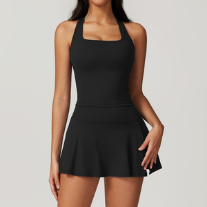 IStapromo Gifts Women 2 Piece Sportswear Sleeveless Support Yoga Tank Top Side <b>Split</b> Mini Tennis <b>Skirt</b> Golf Fitness Matching Set - Product Image 3