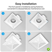 Ventilateur extracteur de cuisine silencieux de 8 pouces, ventilateur d'extraction en plastique pour toilettes et salles de bain, montage au plafond, sans lumière