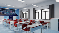 Ensemble de bureau et chaise d'école moderne réglable pour 2 personnes, pour utilisation en classe, design écologique, fabriqué en Chine