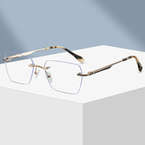 Nuovi Occhiali da Vista Senza Montatura per Uomo con Aste in Acetato e Dettagli in Metallo, Montatura <span class=keywords><strong>Ottica</strong></span> alla Moda, Logo Personalizzabile - Product Image 1