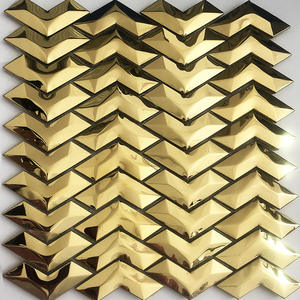 Carreaux muraux modernes 10mm 3D Feuille imprimée en PVC Carreau <span class=keywords><strong>de</strong></span> mosaïque en forme <span class=keywords><strong>de</strong></span> diamant KTV Bar Club TV Mur <span class=keywords><strong>Fond</strong></span> doré - Product Image 1