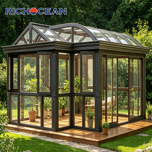 RICHOCEAN Véranda sur mesure en aluminium intelligent avec cadre en aluminium et verre trempé, double vitrage Low-E, <span class=keywords><strong>solarium</strong></span> avec toit - Product Image 4