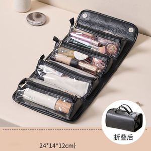 Customize 4-in-1 Roll-Up Foldable <b>Travel</b> Makeup <b>Bag</b> Larger Capacity <b>Hanging</b> <b>Toiletry</b> <b>Bag</b> Removable Zipper Clear Cosmetic <b>Bag</b> - Product Image 6