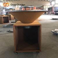 Table de cuisson moderne en acier Corten pour jardin, barbecue avec chariot pour plus de 5 personnes