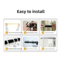 Tringle à rideaux industrielle en fer robuste, moderne, écologique, facile à installer, extensible et réglable, de 28 à 48 pouces de long, noire
